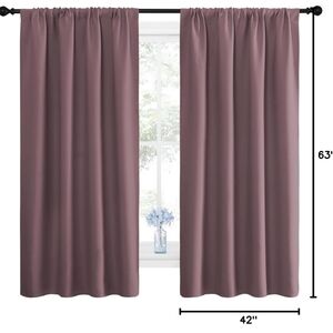 NICETOWN Blackout Curtains Rose 2 Panels 42 by 63 Dry Rose 42W x 63L Pack of 2‎